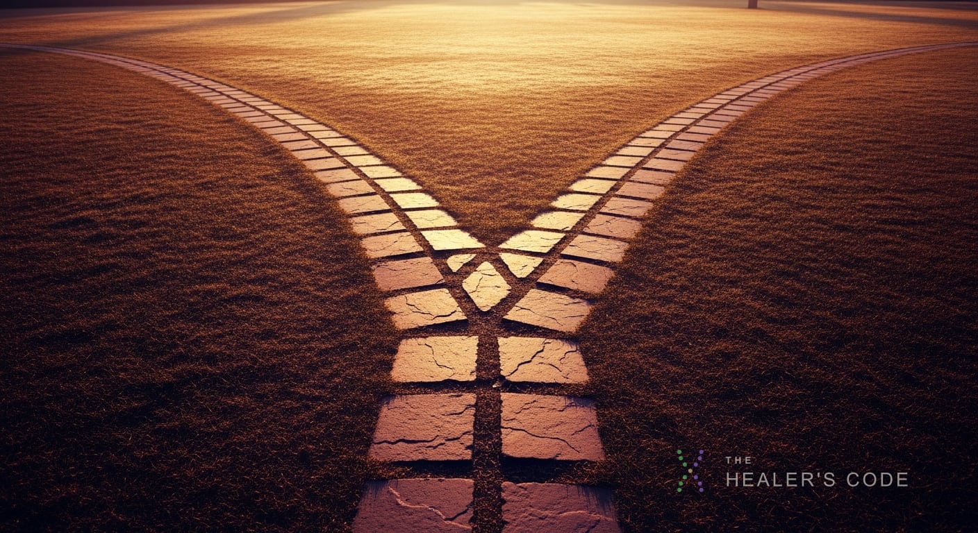 Four separate paths branching from one point, representing different theories of consciousness