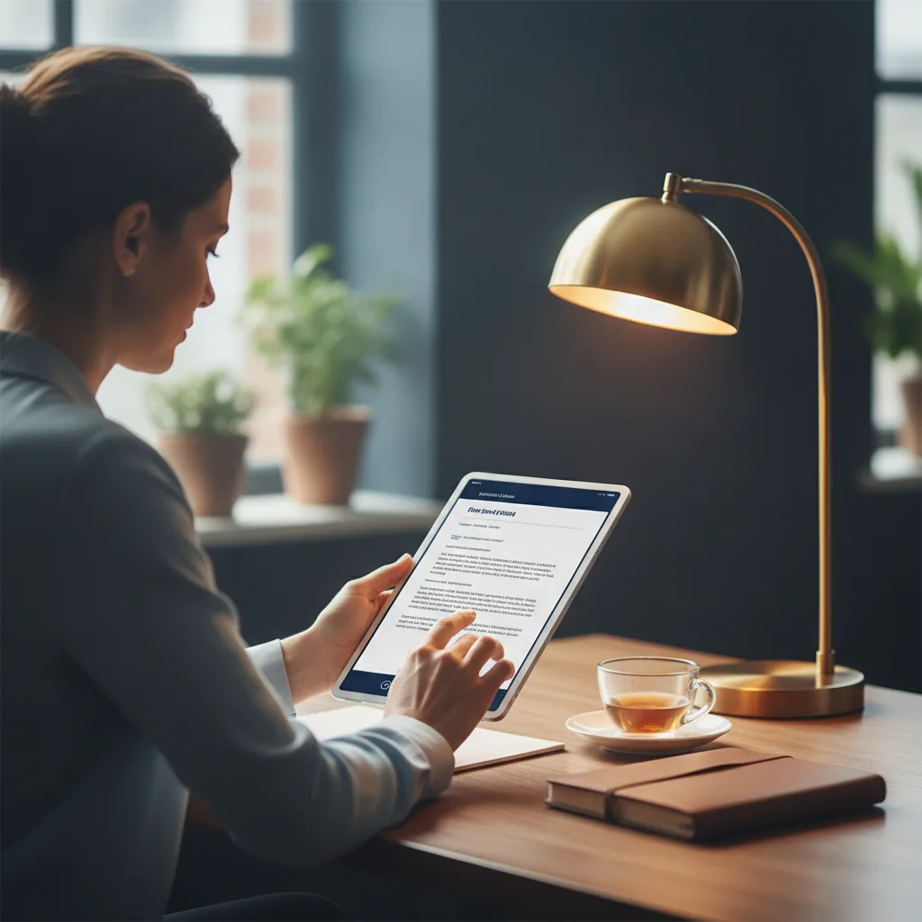 A small business owner reviewing and approving an AI-drafted email before it sends