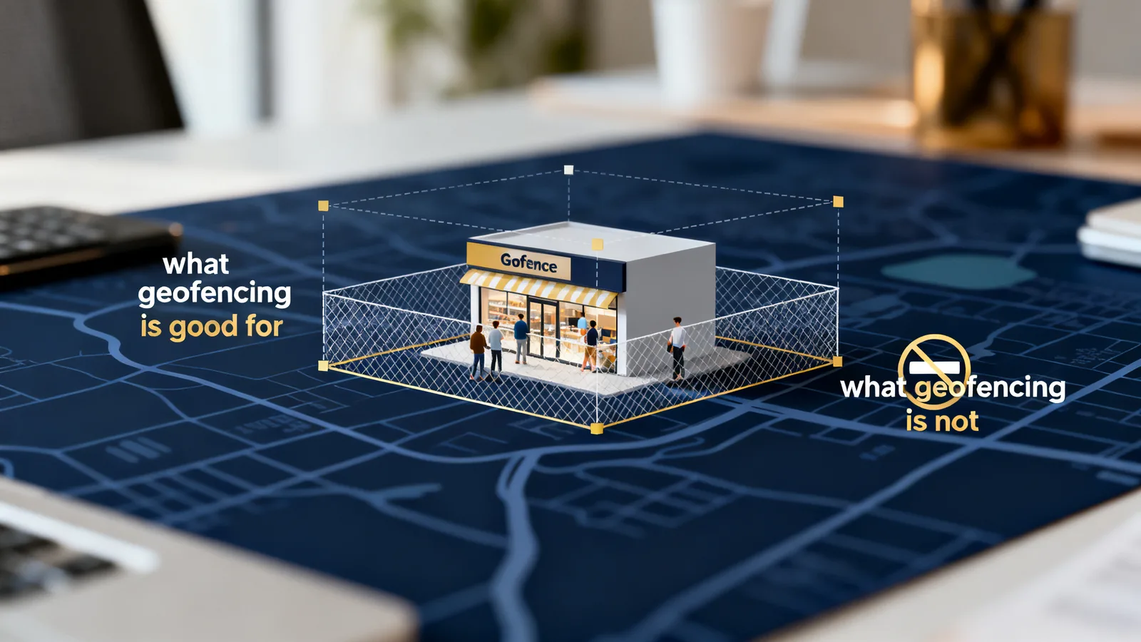 Illustration representing what is geofencing good for, and what is it not?
