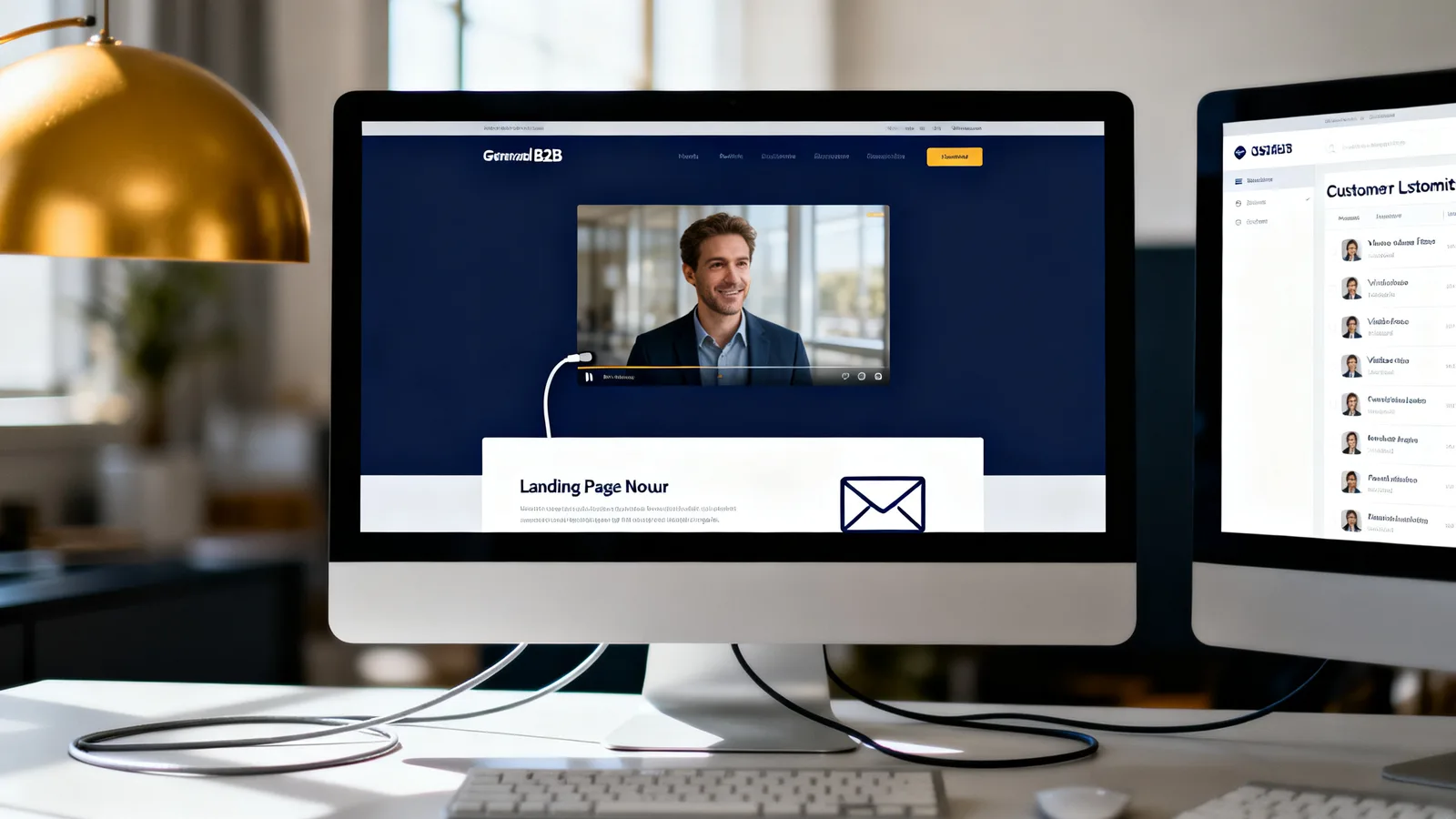One video connected to a landing page, email, and customer list, showing video feeding a marketing campaign