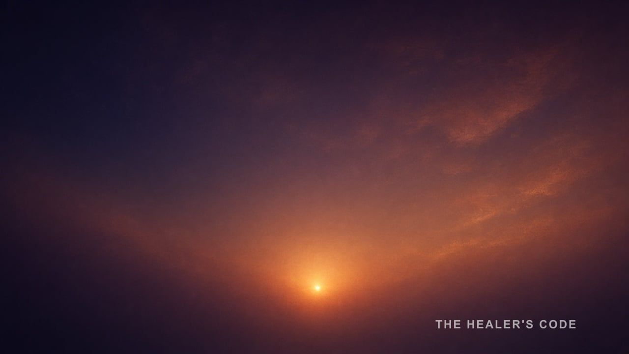 A single gold ember melting into surrounding indigo, suggesting two mysteries fused too soon