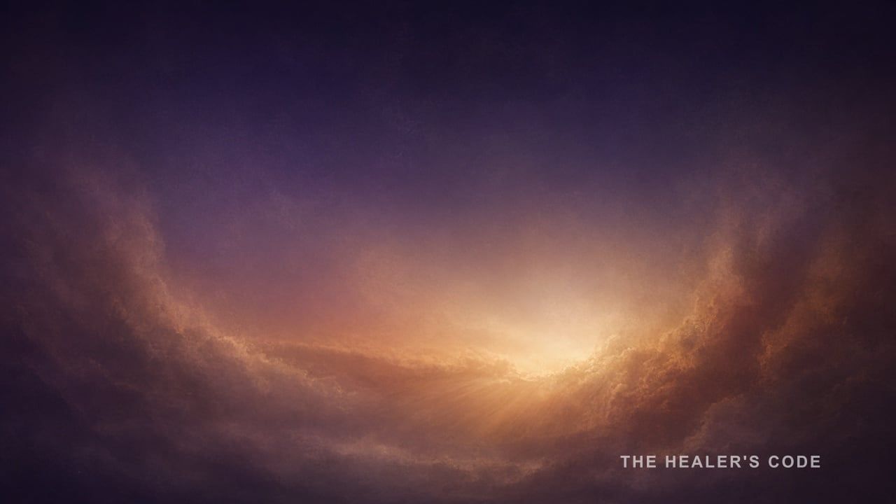 An aperture of gold light opening in receding deep indigo haze