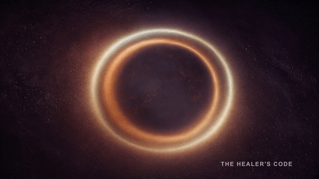 An outer ring of cool light around a warmer inner glow