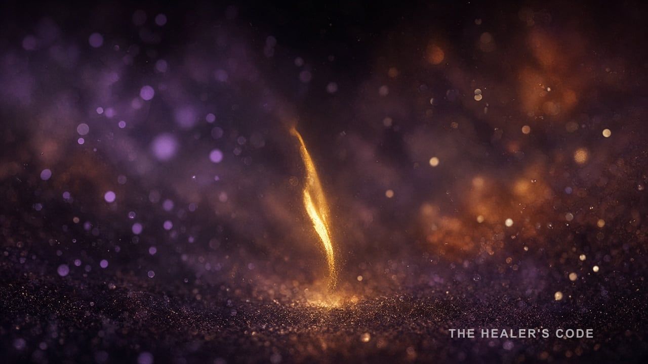 A single bright gold mark among cooler violet points