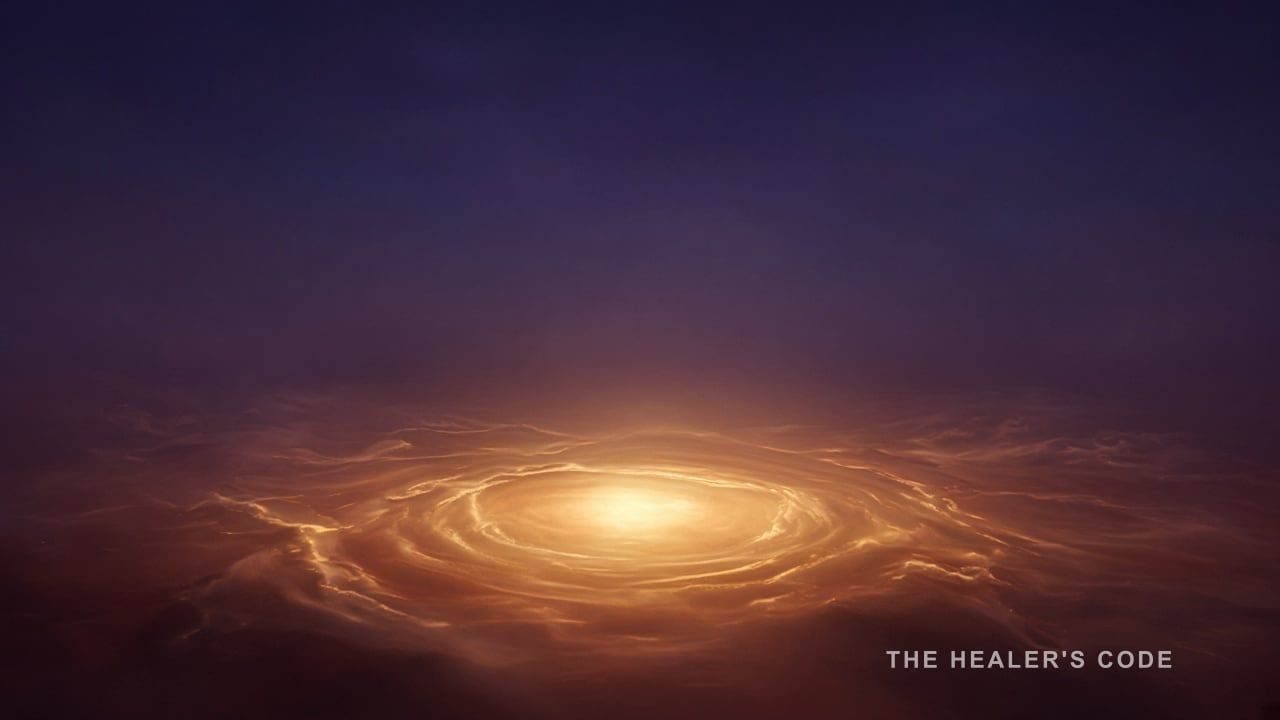 A pooled gold glow rising through indigo haze, attention gathering into form.