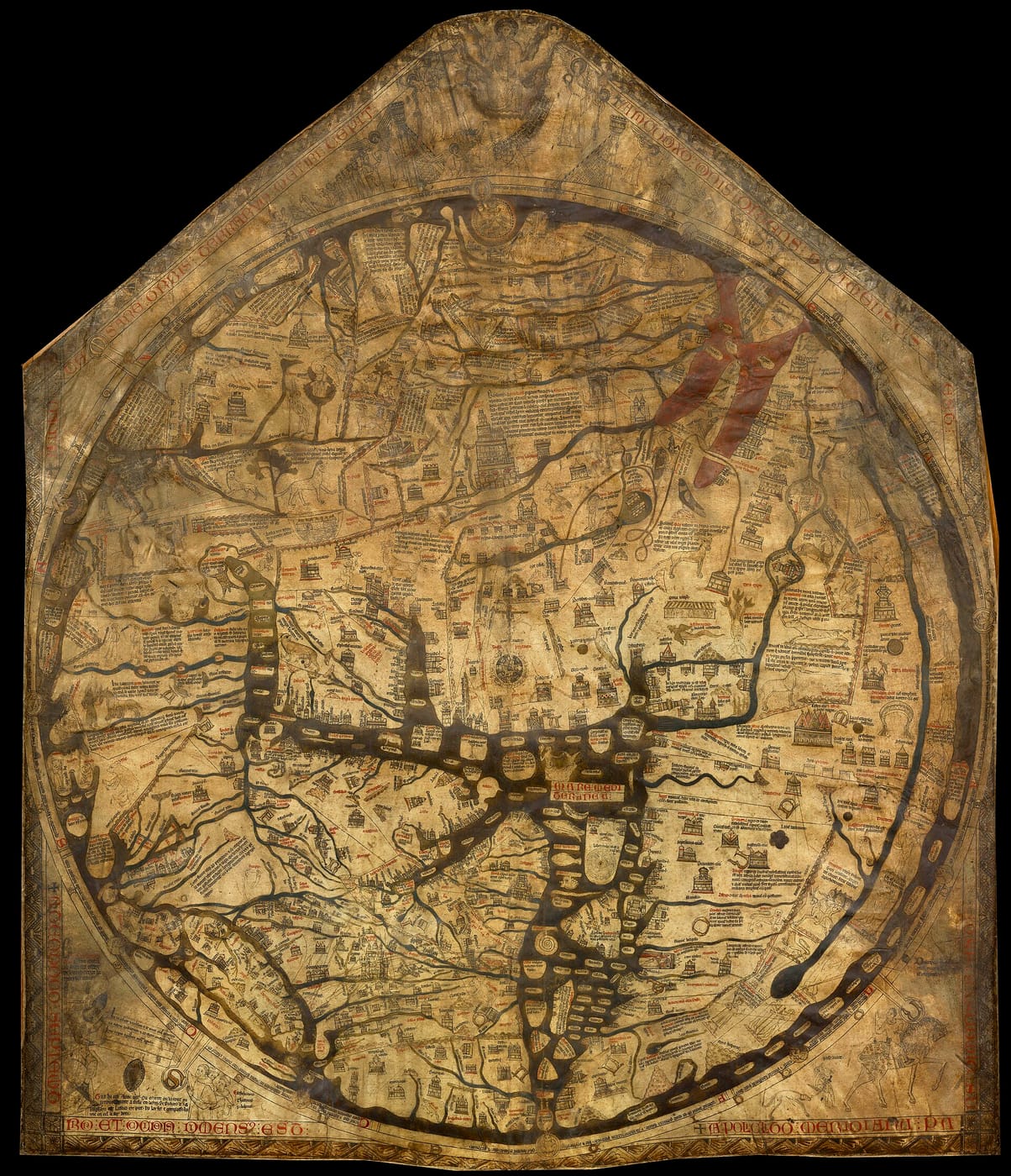 The Hereford Mappa Mundi, about 1300