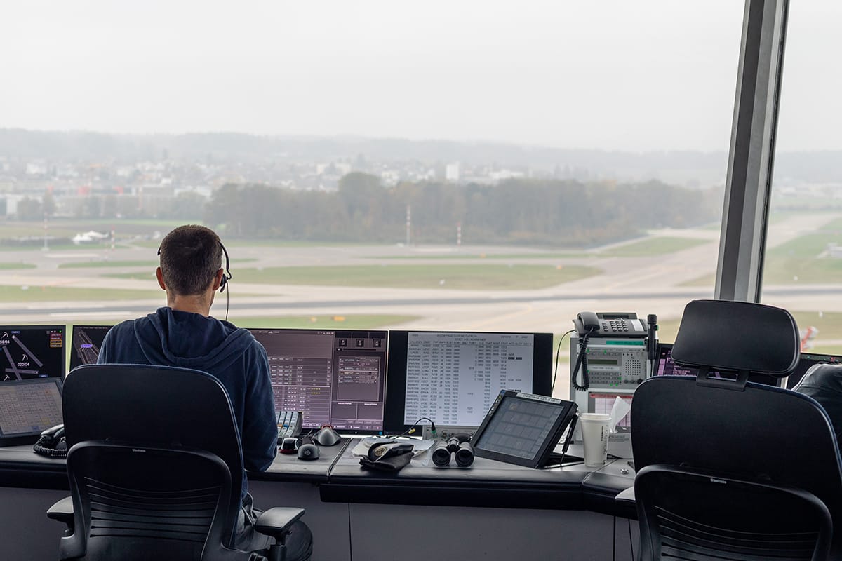 An air traffic controller at Zurich airport